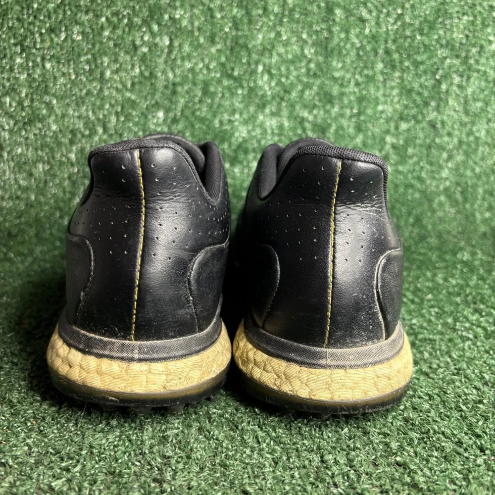 Adidas Tour360 Boost Leather Spike Cleated Athletic Golf Shoes Black Mens 10.5‎